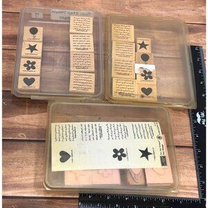 1 SET OF 2004 STAMPIN' UP! MINI MESSAGES WOOD MOUNTED RUBBER STAMP SET OF 8